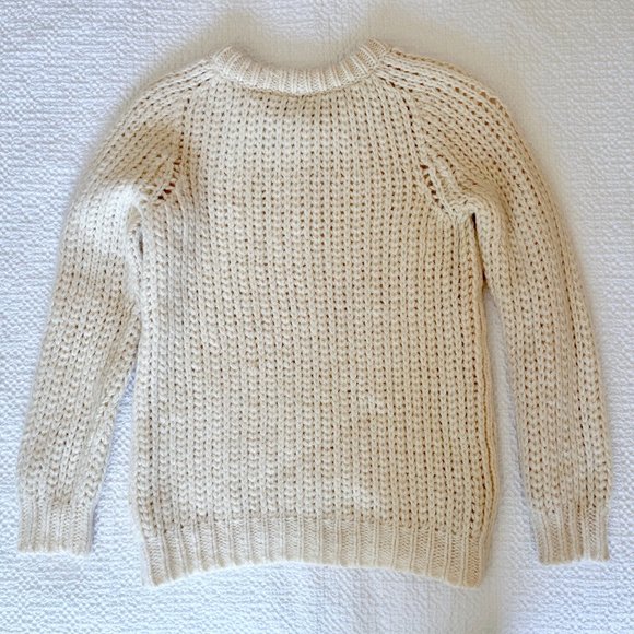 THEORY Disora B Chunky Knit Wool Blend Crew Neck Cream Sweater - Picture 5 of 9